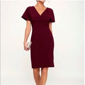 Lulu’s Raquel Burgundy Cold Shoulder Dress